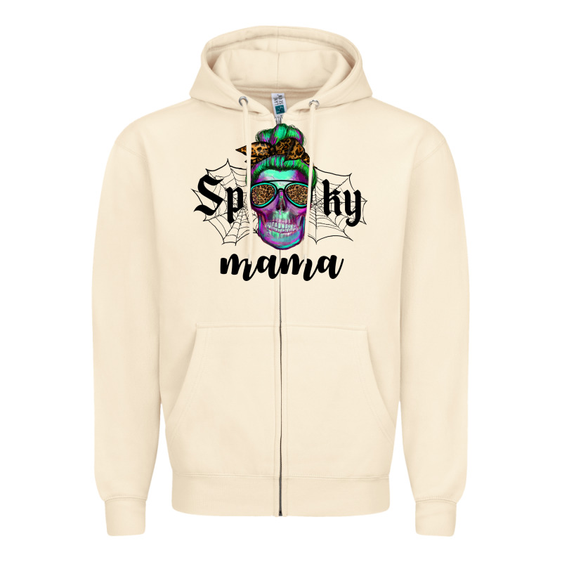 Spooky Mama Skull Zipper Hoodie by RanaPortraitStore | Teevron