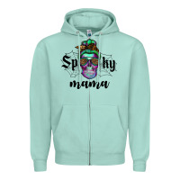 Seafoam spooky mama skull Zipper Hoodie - RanaPortraitStore