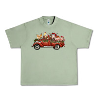 Oil Green christmas truck with farm animals Urban Heavy Tee - RanaPortraitStore