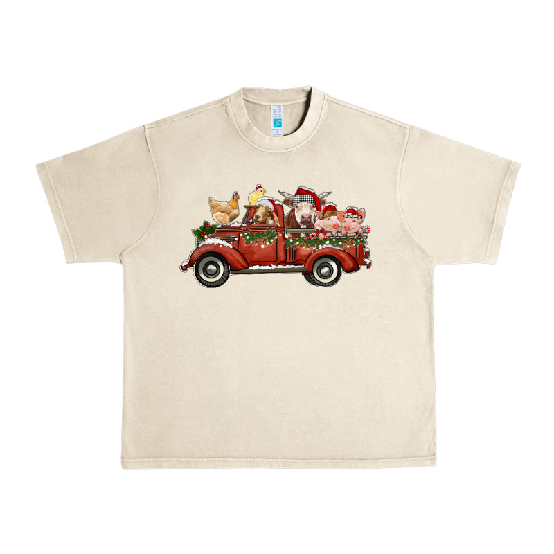 Christmas Truck With Farm Animals Urban Heavy Tee by RanaPortraitStore | Teevron