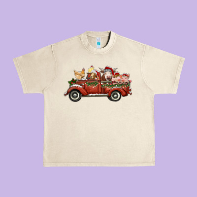 Christmas Truck With Farm Animals Urban Heavy Tee Designed By Ranaportraitstore