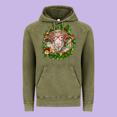 Christmas Merino Vintage Hoodie Designed By Barkaloodesign