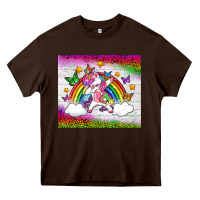Chocolate Brown LGBTQ Dabbbing Unicorn And Rainbow Tumbler Heavy Core Tee - BundleAndBundleShop