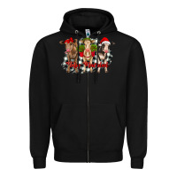 Black feliz navidad heifers front view Zipper Hoodie - RanaPortraitStore