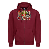 Burgundy feliz navidad heifers front view Zipper Hoodie - RanaPortraitStore