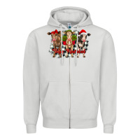 Dove Grey feliz navidad heifers front view Zipper Hoodie - RanaPortraitStore
