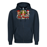 Navy feliz navidad heifers front view Zipper Hoodie - RanaPortraitStore
