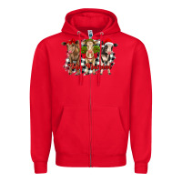 Red feliz navidad heifers front view Zipper Hoodie - RanaPortraitStore
