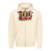 Sandshell feliz navidad heifers front view Zipper Hoodie - RanaPortraitStore