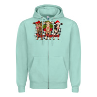 Seafoam feliz navidad heifers front view Zipper Hoodie - RanaPortraitStore