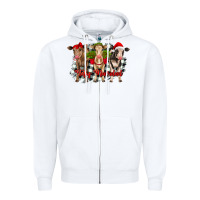 White feliz navidad heifers front view Zipper Hoodie - RanaPortraitStore