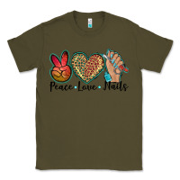 Army Green peace love nails Classic Tee - BarkalooDesign