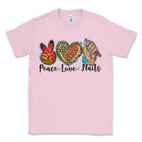 Bubblegum Pink peace love nails Classic Tee - BarkalooDesign