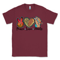 Burgundy peace love nails Classic Tee - BarkalooDesign