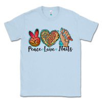 Dusty Blue peace love nails Classic Tee - BarkalooDesign
