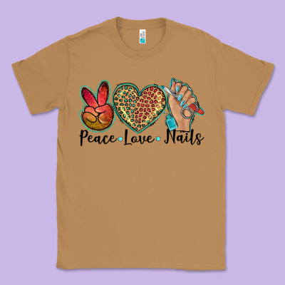 Peace Love Nails Classic Tee Designed By Barkaloodesign