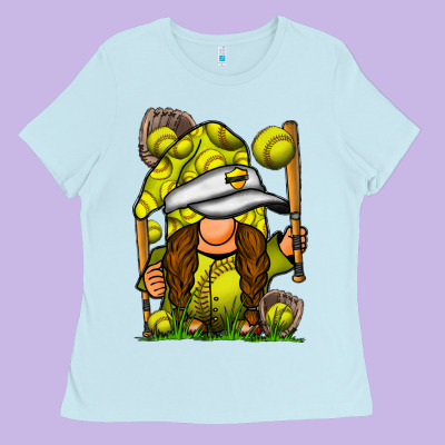 Softball Gnome Ladies Tee Designed By Sublimationcraftshop