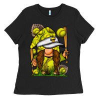 Black softball gnome Ladies Tee - SublimationCraftShop