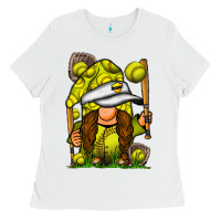 White softball gnome Ladies Tee - SublimationCraftShop