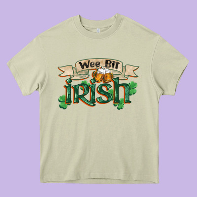 Wee Bit Irish St Patrick's Day Heavy Core Tee Designed By Fadigitalartstudio