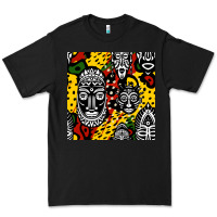 Black african masks colorful seamless pattern Premium Tee - BundleAndBundleShop