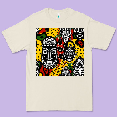 African Masks Colorful Seamless Pattern Premium Tee Designed By Bundleandbundleshop