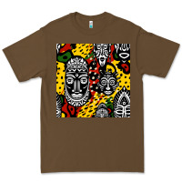 Cacao african masks colorful seamless pattern Premium Tee - BundleAndBundleShop