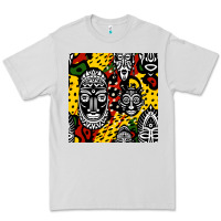 Dove Grey african masks colorful seamless pattern Premium Tee - BundleAndBundleShop