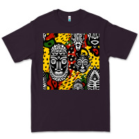 Plum african masks colorful seamless pattern Premium Tee - BundleAndBundleShop