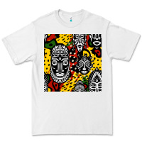 White african masks colorful seamless pattern Premium Tee - BundleAndBundleShop