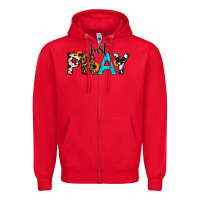 Red Just Pray Zipper Hoodie - RanaPortraitStore