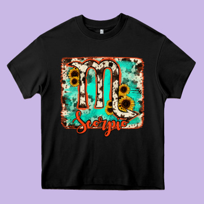 Scorpio Turquoise Cowhide Heavy Core Tee Designed By Ranaportraitstore