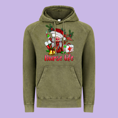 Christmas Nurse Life Gnome Vintage Hoodie Designed By Barkaloodesign