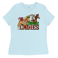 Baby Blue all the jingle ladies christmas horses Ladies Tee - LillyAllenDesigns