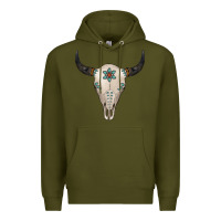Army Green Turquoise Bull Skull Premium Hoodie - Jasminsmagicworld