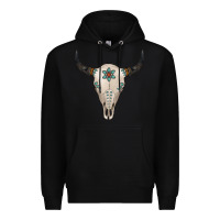 Black Turquoise Bull Skull Premium Hoodie - Jasminsmagicworld