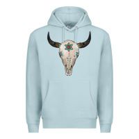 Blue Mist Turquoise Bull Skull Premium Hoodie - Jasminsmagicworld