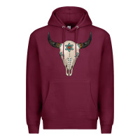 Burgundy Turquoise Bull Skull Premium Hoodie - Jasminsmagicworld