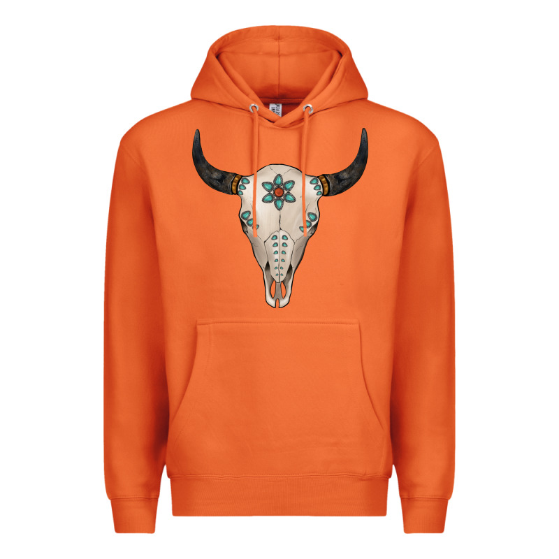 Turquoise Bull Skull Premium Hoodie by Jasminsmagicworld | Teevron