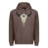 Coffee Turquoise Bull Skull Premium Hoodie - Jasminsmagicworld