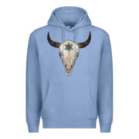 Colony Blue Turquoise Bull Skull Premium Hoodie - Jasminsmagicworld