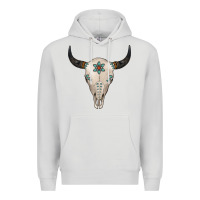 Dove Grey Turquoise Bull Skull Premium Hoodie - Jasminsmagicworld
