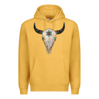 Mustard Turquoise Bull Skull Premium Hoodie - Jasminsmagicworld