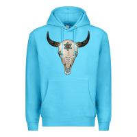 Ocean Blue Turquoise Bull Skull Premium Hoodie - Jasminsmagicworld