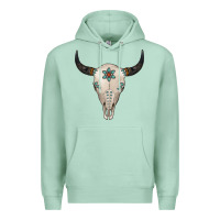 Seafoam Turquoise Bull Skull Premium Hoodie - Jasminsmagicworld