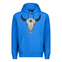 True Royal Turquoise Bull Skull Premium Hoodie - Jasminsmagicworld