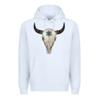 White Turquoise Bull Skull Premium Hoodie - Jasminsmagicworld