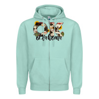 Seafoam oklahoma state cowhide serape cactus Zipper Hoodie - RanaPortraitStore