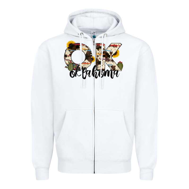 Oklahoma State Cowhide Serape Cactus Zipper Hoodie by RanaPortraitStore | Teevron