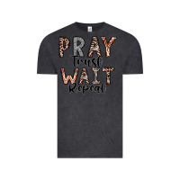 Vintage Black Pray Trust Wait Repeat Vintage Tee - CowhideDigitalArt